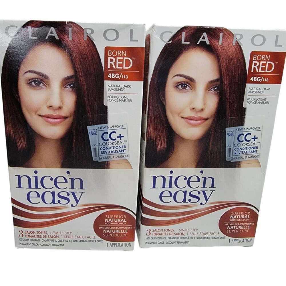 Clairol Nice 'N Easy Permanent Hair Color 4BG‎ Dark Burgundy NEW Lot Of 2